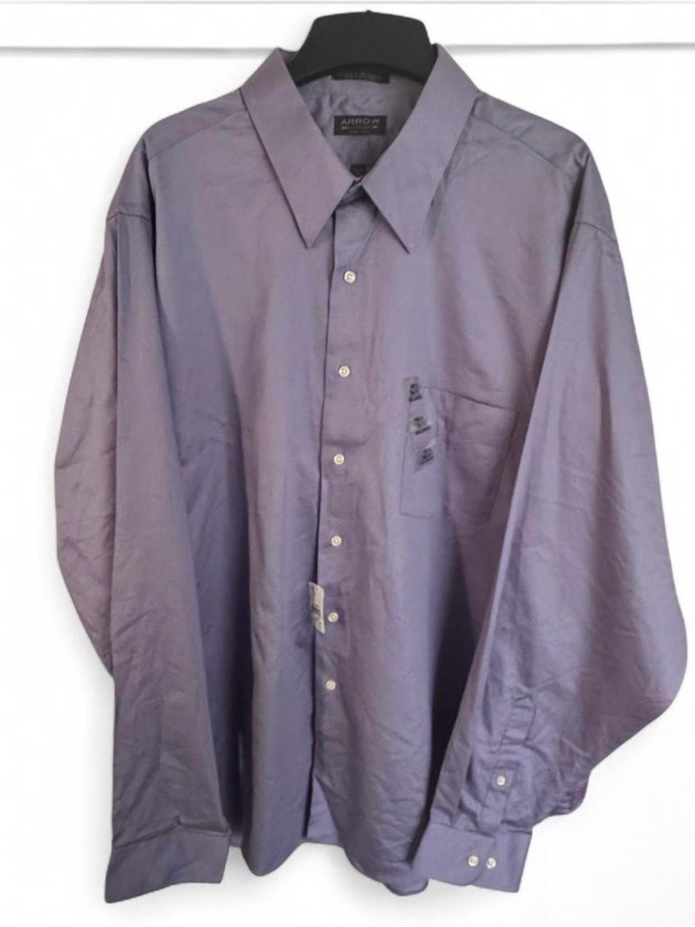 Arrow Men's Dress Shirt XXL Purple Sateen Wrinkle Free Long Sleeve NWT